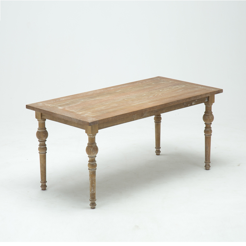 美式复古实木细腿餐桌